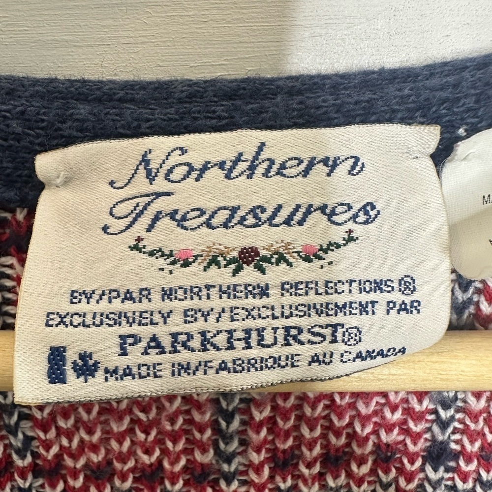 Vintage Northern Treasures by Parkhurst Winter Sweater Vest Red Blue Cabin Large - Picture 4 of 7